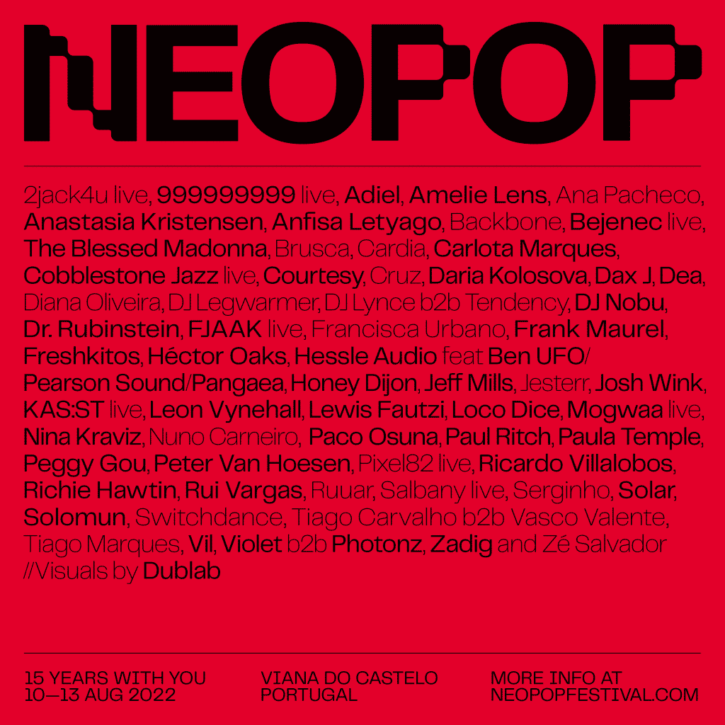 Cartaz completo da 15ª edição do Neopop festival